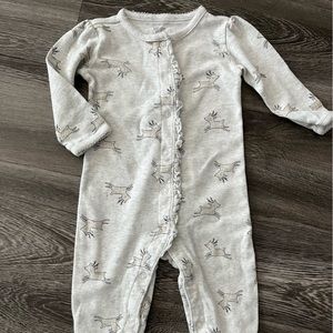 Sleeper reindeers  with gold shimmer footed pajamas 9months
